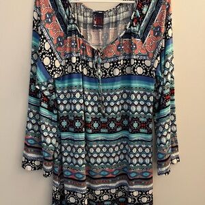 Lucy Love Blue and Red Patterned Dress